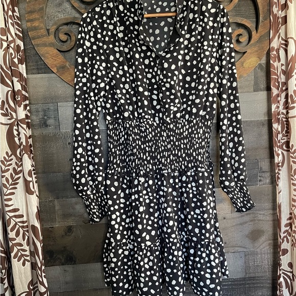 Polka Dot Dress L Boho Whimsy Goth Party Going Out Mini Classy Elegance - Picture 16 of 16